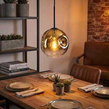 Ripoll Hanglamp, Kogellampje, Hanglamp Goud, Duidelijk, 1-licht