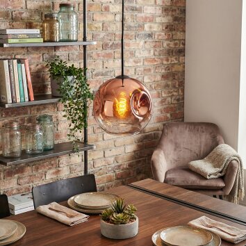 Ripoll Hanglamp, Kogellampje, Hanglamp Duidelijk, Koperkleurig, 1-licht