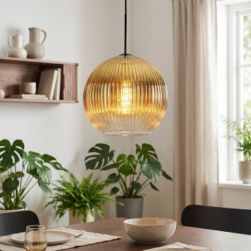 Koyoto Hanglamp, Kogellampje, Hanglamp Goud, Duidelijk, 1-licht