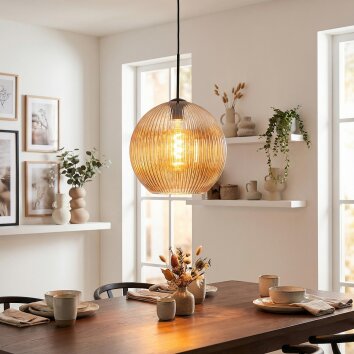 Koyoto Hanglamp, Kogellampje, Hanglamp Amber, 1-licht
