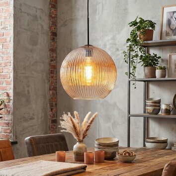 Koyoto Hanglamp, Kogellampje, Hanglamp Amber, Duidelijk, 1-licht