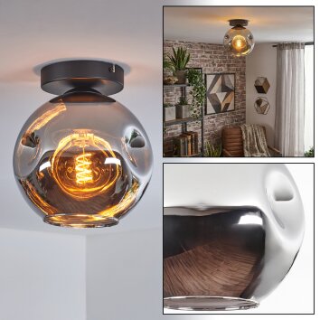 Ripoll Plafondlamp, Kogellampje Chroom, Rookkleurig, 1-licht