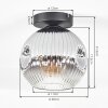 Ripoll Plafondlamp, Kogellampje Chroom, Duidelijk, Rookkleurig, 1-licht