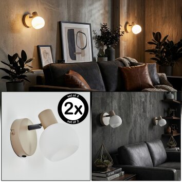 Lumox Wandlamp, Muurspot Beige, Zwart, 1-licht