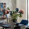 Chehalis Hanglamp, Kogellampje, Hanglamp Blauw, Groen, Koperkleurig, 8-lichts
