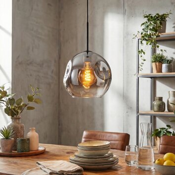 Ripoll Hanglamp, Kogellampje, Hanglamp Duidelijk, Rookkleurig, 1-licht