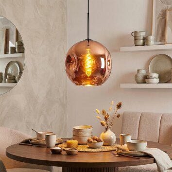 Ripoll Hanglamp, Kogellampje, Hanglamp Koperkleurig, 1-licht