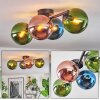 Gastor Plafondlamp, Kogellampje Blauw, Groen, Koperkleurig, 4-lichts