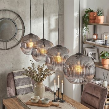 Koyoto Hanglamp, Kogellampje, Hanglamp Duidelijk, Rookkleurig, 4-lichts
