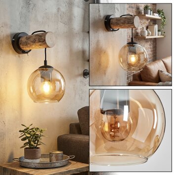 Koyoto Kogellampje, Wandlamp Natuurlijke kleuren, Zwart, 1-licht