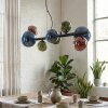 Chehalis Hanglamp, Kogellampje, Hanglamp Blauw, Groen, Koperkleurig, 8-lichts