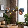 Chehalis Hanglamp, Kogellampje, Hanglamp Blauw, Groen, Koperkleurig, 8-lichts