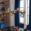 Chehalis Hanglamp, Kogellampje, Hanglamp Blauw, Groen, Koperkleurig, 8-lichts