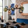 Chehalis Hanglamp, Kogellampje, Hanglamp Blauw, Groen, Koperkleurig, 8-lichts