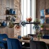 Chehalis Hanglamp, Kogellampje, Hanglamp Blauw, Groen, Duidelijk, Koperkleurig, 8-lichts