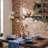 Chehalis Hanglamp, Kogellampje, Hanglamp Blauw, Groen, Duidelijk, Koperkleurig, 8-lichts