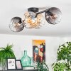 Koyoto Plafondlamp, Kogellampje Amber, Duidelijk, Rookkleurig, 4-lichts
