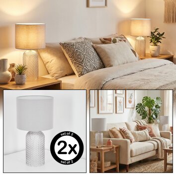 Fonil Tafellamp Rookkleurig, Transparant, Helder, 1-licht