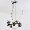 Gastor Hanglamp, Kogellampje, Hanglamp Blauw, Chroom, Groen, Rookkleurig, 8-lichts