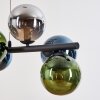 Gastor Hanglamp, Kogellampje, Hanglamp Blauw, Chroom, Groen, Rookkleurig, 8-lichts