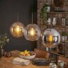 Koyoto Hanglamp, Kogellampje, Hanglamp Amber, Duidelijk, Rookkleurig, 3-lichts