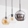 Koyoto Hanglamp, Kogellampje, Hanglamp Amber, Duidelijk, Rookkleurig, 3-lichts