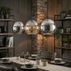 Koyoto Hanglamp, Kogellampje, Hanglamp Amber, Chroom, Rookkleurig, 3-lichts