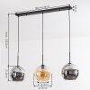 Koyoto Hanglamp, Kogellampje, Hanglamp Amber, Chroom, Rookkleurig, 3-lichts