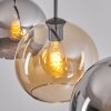 Koyoto Hanglamp, Kogellampje, Hanglamp Amber, Chroom, Rookkleurig, 3-lichts