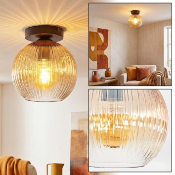 Koyoto Plafondlamp, Kogellampje 20 cm Amber, Duidelijk, 1-licht