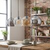Koyoto Hanglamp, Kogellampje, Hanglamp Amber, Chroom, Duidelijk, Rookkleurig, 4-lichts