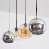 Koyoto Hanglamp, Kogellampje, Hanglamp Amber, Chroom, Duidelijk, Rookkleurig, 4-lichts