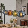 Koyoto Hanglamp, Kogellampje, Hanglamp Blauw, Groen, Koperkleurig, 4-lichts