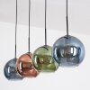 Koyoto Hanglamp, Kogellampje, Hanglamp Blauw, Groen, Koperkleurig, 4-lichts