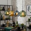 Ripoll Hanglamp, Kogellampje, Hanglamp Blauw, Goud, Groen, 4-lichts