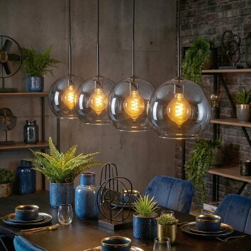 Koyoto Hanglamp, Kogellampje, Hanglamp Blauw, 4-lichts