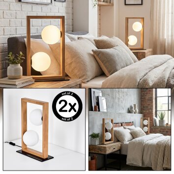 Zanin Kogellampje, Tafellamp Natuurlijke kleuren, Zwart, 2-lichts