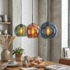 Koyoto Hanglamp, Kogellampje, Hanglamp Blauw, Groen, Koperkleurig, 3-lichts