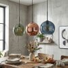 Koyoto Hanglamp, Kogellampje, Hanglamp Blauw, Groen, Koperkleurig, 3-lichts