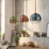 Koyoto Hanglamp, Kogellampje, Hanglamp Blauw, Groen, Duidelijk, Koperkleurig, 3-lichts