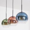 Koyoto Hanglamp, Kogellampje, Hanglamp Blauw, Groen, Duidelijk, Koperkleurig, 3-lichts