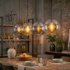 Koyoto Hanglamp, Kogellampje, Hanglamp Amber, Chroom, Rookkleurig, 4-lichts