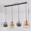 Koyoto Hanglamp, Kogellampje, Hanglamp Amber, Chroom, Rookkleurig, 4-lichts