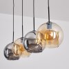 Koyoto Hanglamp, Kogellampje, Hanglamp Amber, Chroom, Rookkleurig, 4-lichts
