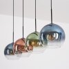 Koyoto Hanglamp, Kogellampje, Hanglamp Blauw, Groen, Duidelijk, Koperkleurig, 4-lichts