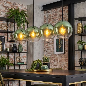 Koyoto Hanglamp, Kogellampje, Hanglamp Groen, Duidelijk, 4-lichts