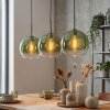 Koyoto Hanglamp, Kogellampje, Hanglamp Groen, Duidelijk, 3-lichts