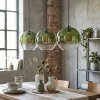 Koyoto Hanglamp, Kogellampje, Hanglamp Groen, Duidelijk, 3-lichts