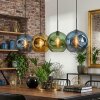 Ripoll Hanglamp, Kogellampje, Hanglamp Blauw, Goud, Groen, 4-lichts
