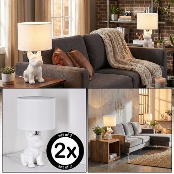 Harol Tafellamp Chroom, Wit, 1-licht